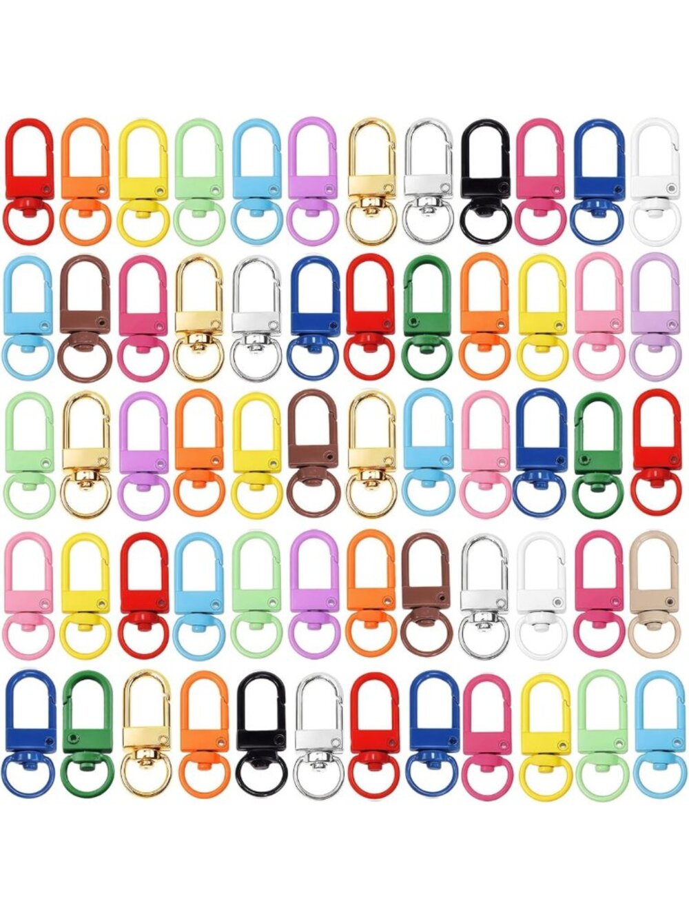 Colorful Lobster Claw Keychain Clips - 60pcs Bulk Swivel Clasps for DIY Crafts